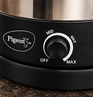 Pigeon Kessel Multipurpose Kettle (12173) 1.2 litres with Stainless Steel Body, used for boiling Water and milk, Tea, Coffee, Oats, Noodles, Soup etc. 600 Watt (Black & Silver)
